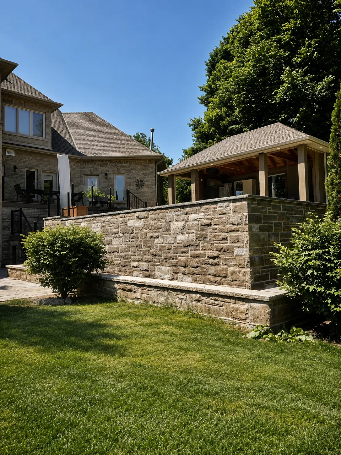 Custom stone landscape wall project
