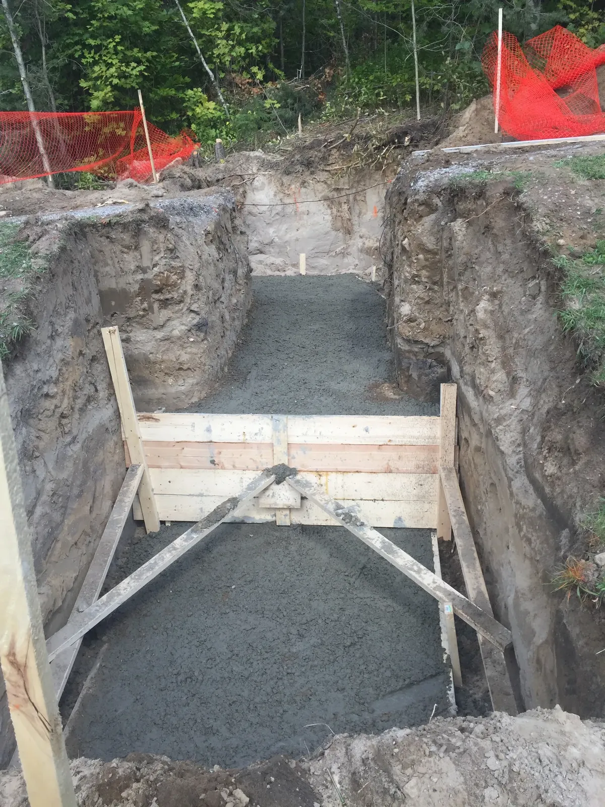 Gate post footing and masonry preparation